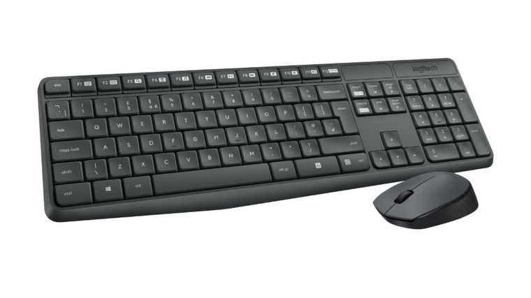 Logitech, zestaw, klawiatura membranowa, mysz optyczna, MK235, 920-007931, USB 3.0, szary