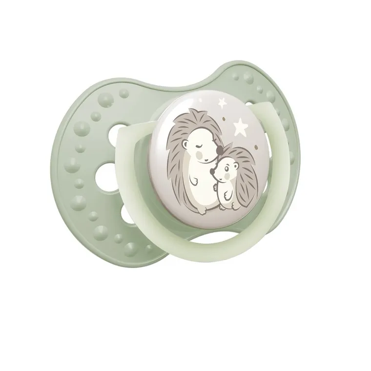 Lovi, Night&Day, Jeż, smoczek silikonowy, dynamiczny, zielony, 18m+, 2 szt.