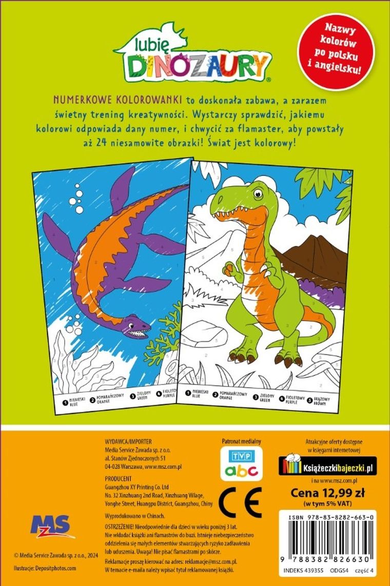 Lubię Dinozaury. Numerkowe kolorowanki. Część 4