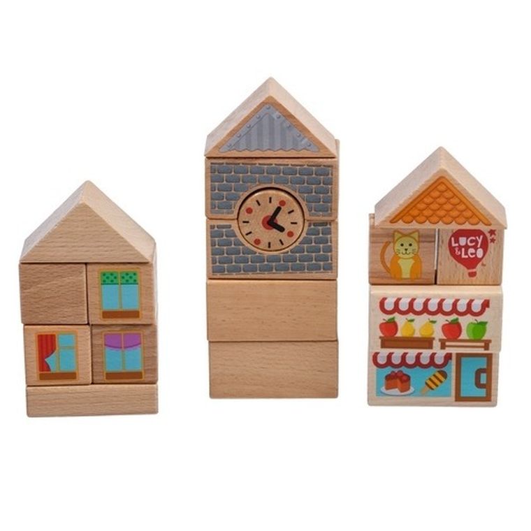 Lucy & Leo, Miasto, kolorowe klocki drewniane, 32 elementy
