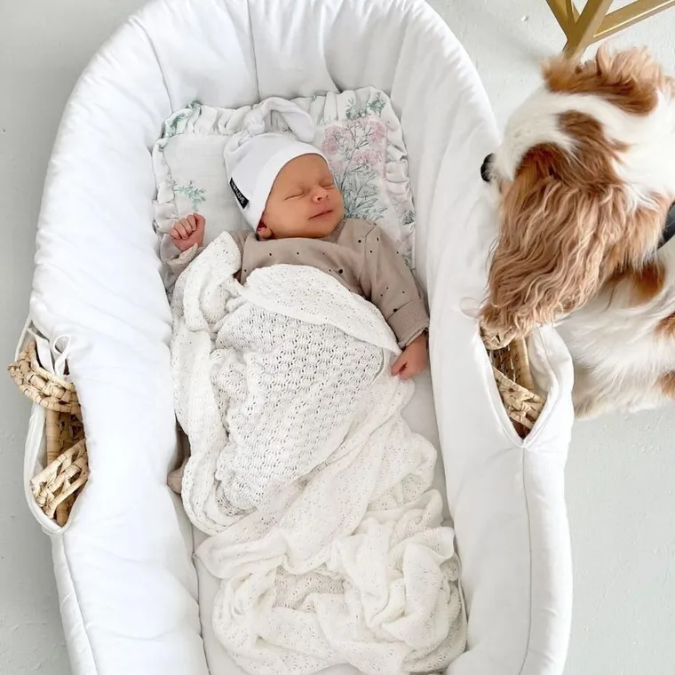 LullaLove, kocyk bambusowy, ażurkowy, kokos, 90-90 cm