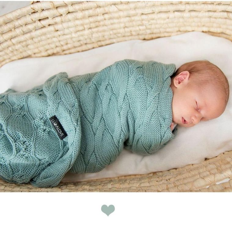 LullaLove, Premium, kocyk z wełny merino, szałwia, 80-100 cm