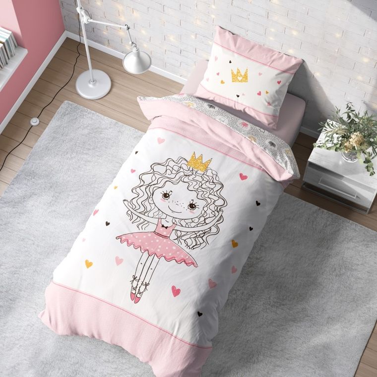 LuLuLand, Różowa Księżniczka, 2-częściowy komplet pościeli, 160-200 cm