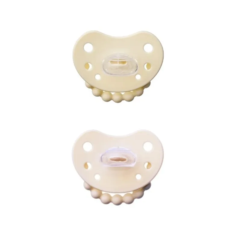 Luu Kids, zestaw: smoczek, Creamy Lemon + smoczek, American Cream, 0-3 m, 2 szt.