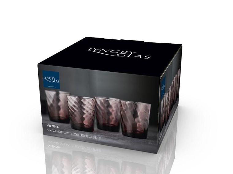 Lyngby Glas, szklanki do wody, Vienna, 4 szt., 300 ml, różowe
