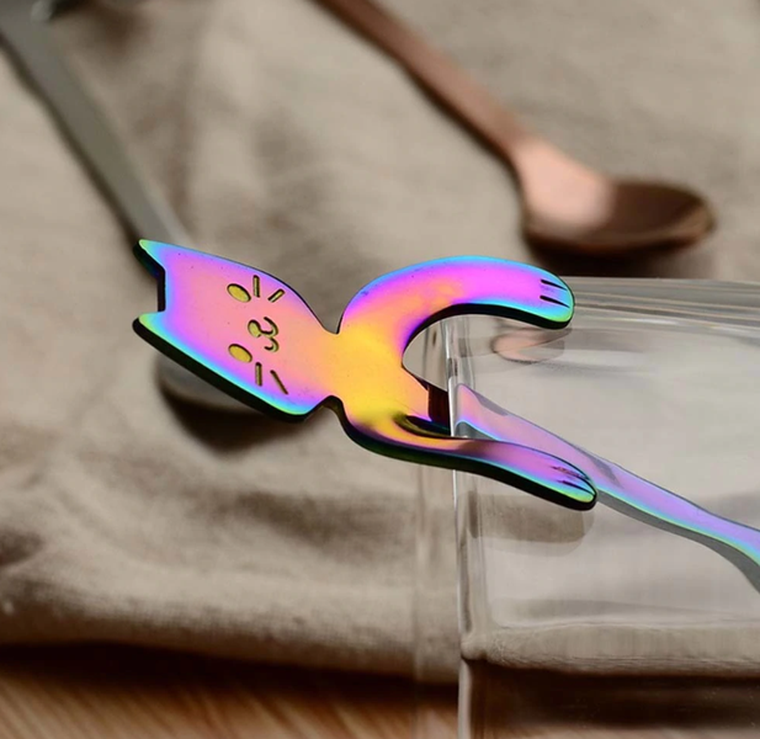 Łyżeczki, kotki, tęczowe, 2 szt.