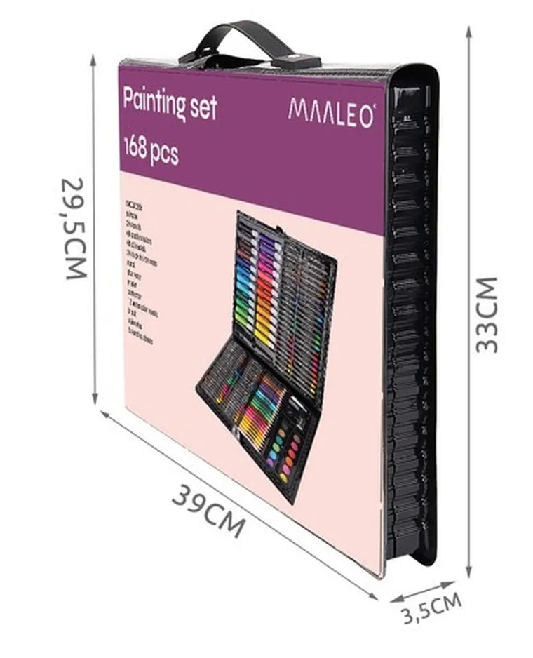 Maaleo, zestaw do malowania w walizce, czarny, 168 szt.