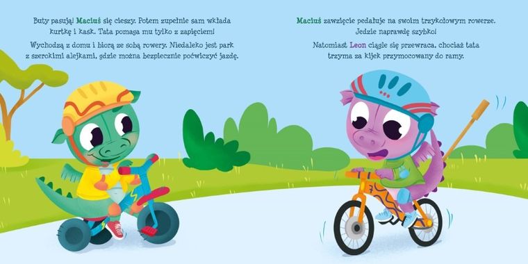 Maciuś i Leon jeżdżą na rowerze