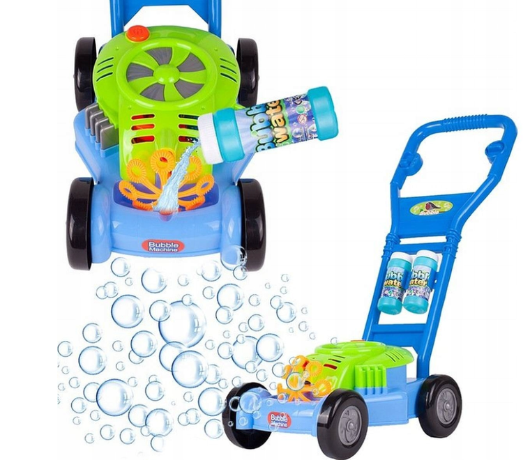 Madej, kosiarka z dźwiękiem, zestaw do puszczania baniek mydlanych