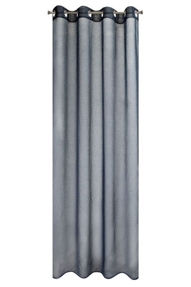 Madie, gładka firana, zdobiona srebrnymi dżetami, 140-250 cm