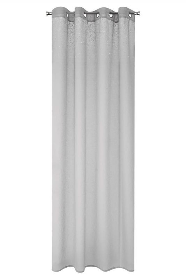 Madlen, gładka firana, zdobiona srebrnymi dżetami, 140-250 cm