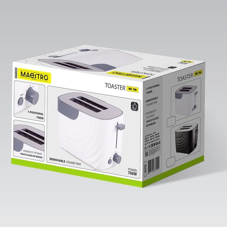 Maestro, toster, 700W, biały, MR-706
