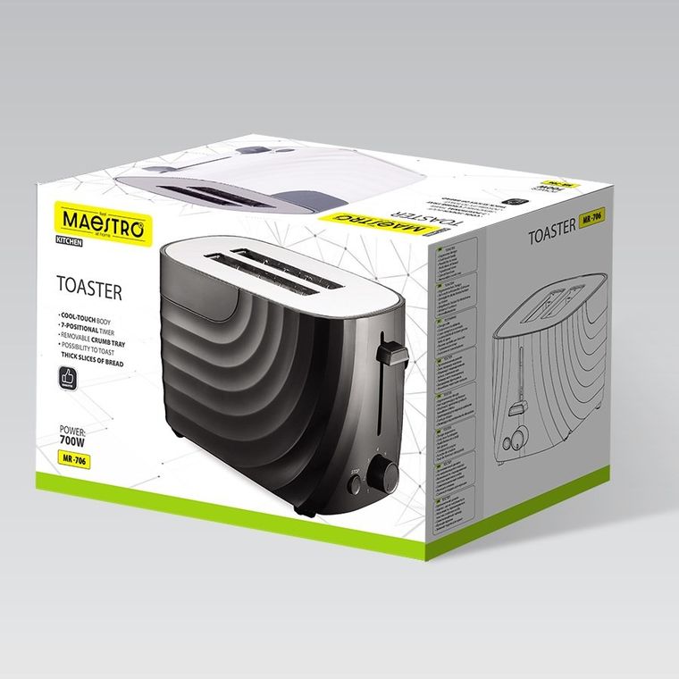 Maestro, toster, 700W, czarny, MR-706