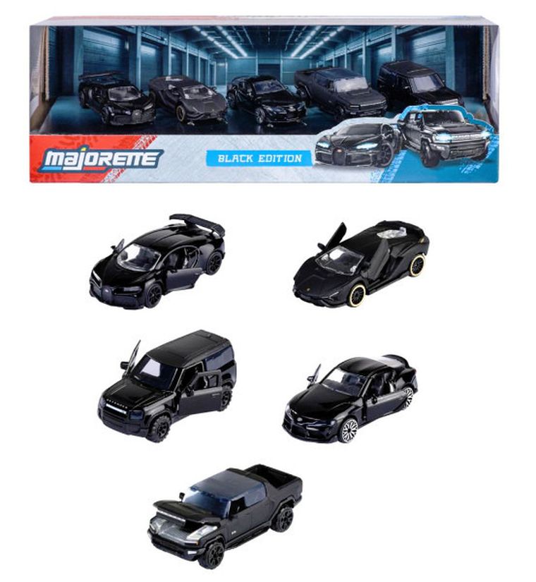 Majorette, Black Edition 2.0, modele pojazdów, resoraki, 1:64, 5 szt.