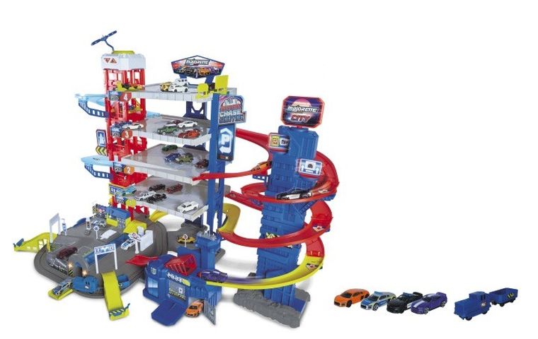 Majorette, Super Centrum Pościgu, garaż z pojazdami, 1:64, 4 szt.