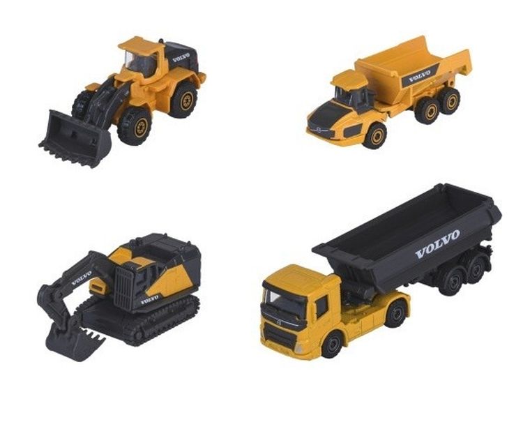 Majorette, Volvo, modele pojazdów budowlanych, 1:64, 4 szt.