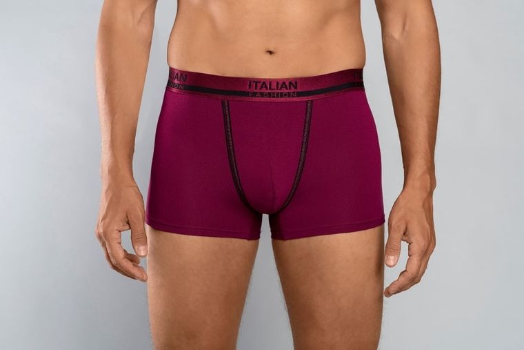 Majtki bokserki męskie, bordowe, Umberto, Italian Fashion