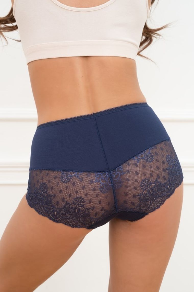 Majtki figi damskie z wysokim stanem, granatowe, Alchemia, Italian Fashion