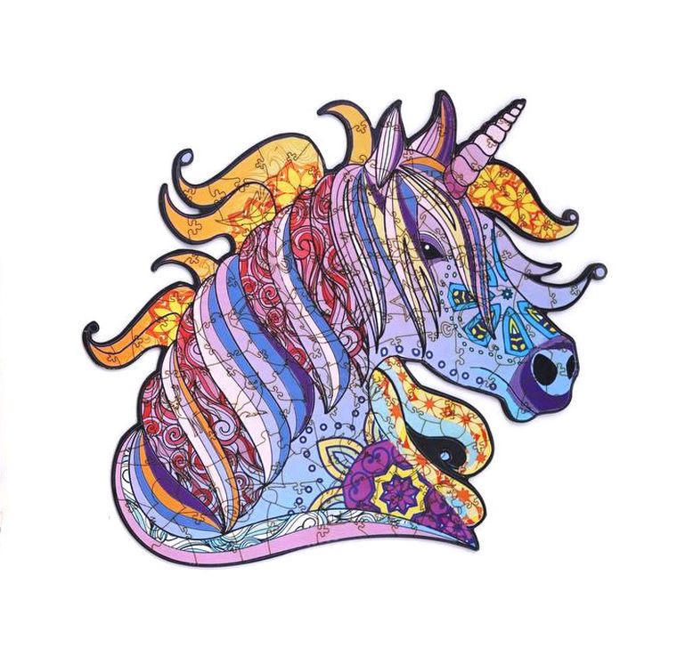 Maksik, puzzle drewniane, bajeczny jednorożec, 148 elementów