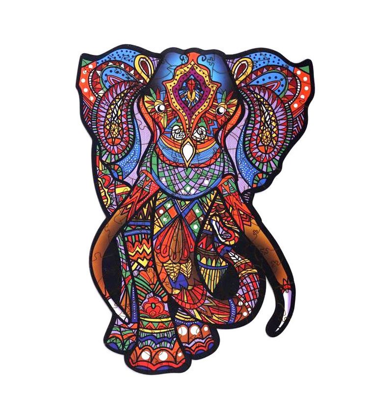 Maksik, puzzle drewniane, słoń indyjski, 132 elementów