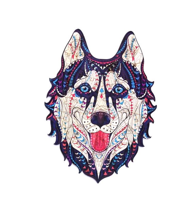 Maksik, puzzle drewniane, śnieżny husky, 123 elementów