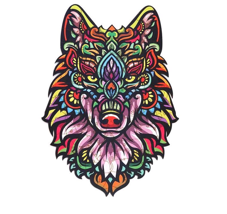 Maksik, puzzle drewniane, tajemniczy wilk, 120 elementów