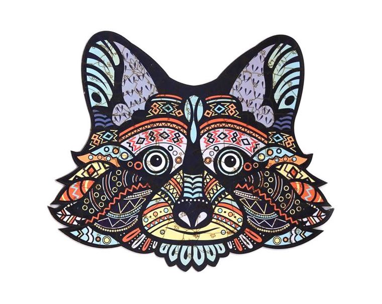 Maksik, puzzle drewniane, wesoły szop pracz, 130 elementów