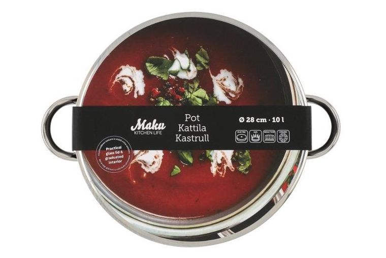 Maku, garnek ze stali nierdzewnej z pokrywką, 10l