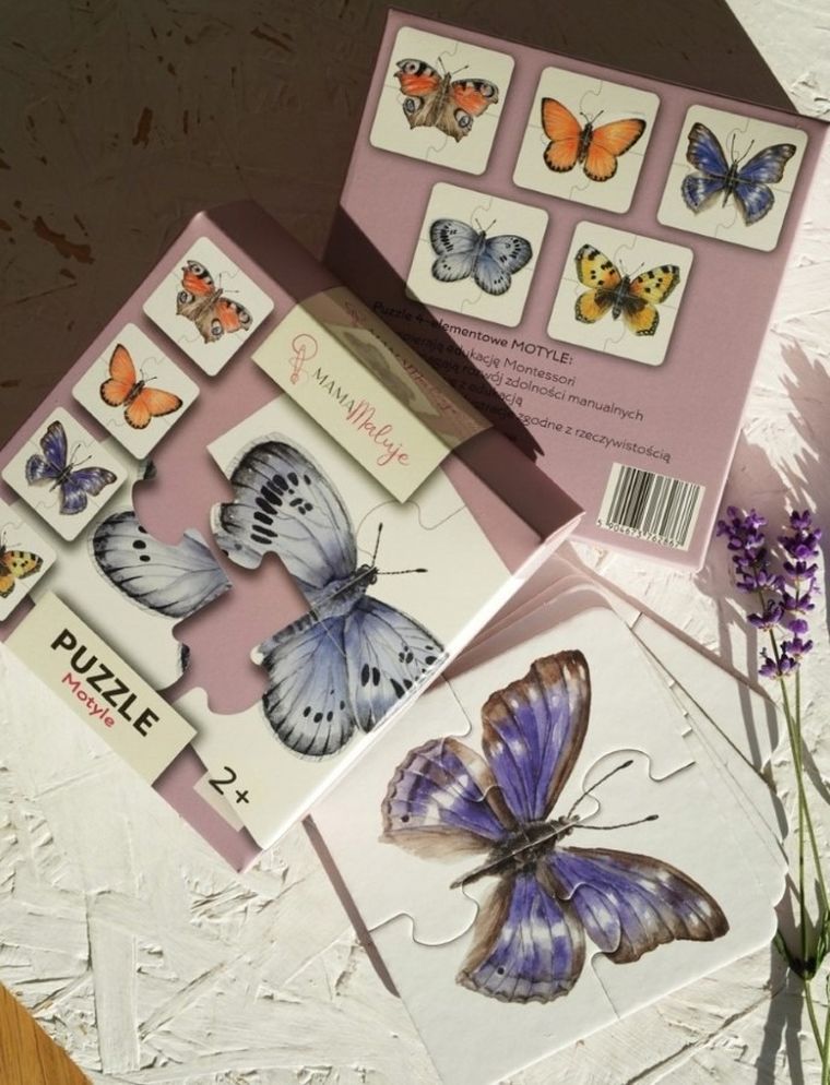 Mama Maluje, Motyle, puzzle, 5-4 elementowy
