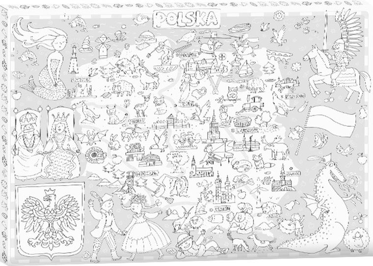Mapa Polski. Kolorowanka ramka do zawieszenia