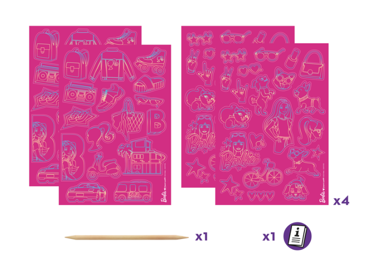 Maped Creativ, Barbie, naklejki do wydrapywania, zestaw kreatywny