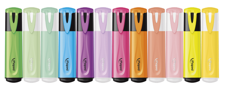 Maped, zakreślacz, fluo, pastel, 12 kolorów