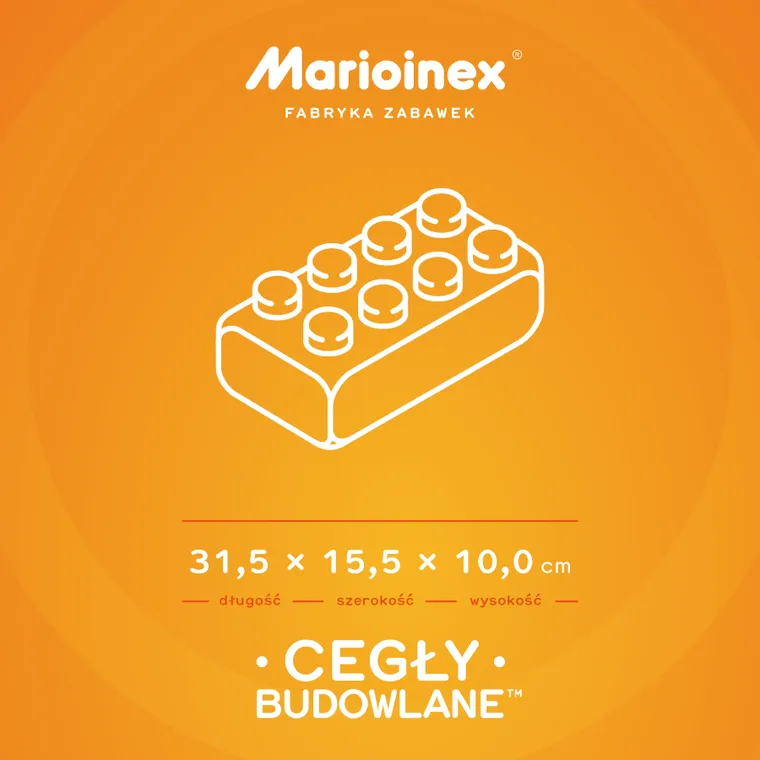 Marioinex, klocki budowlane, cegły, klocki XXL, pastelowe, 33 elementy