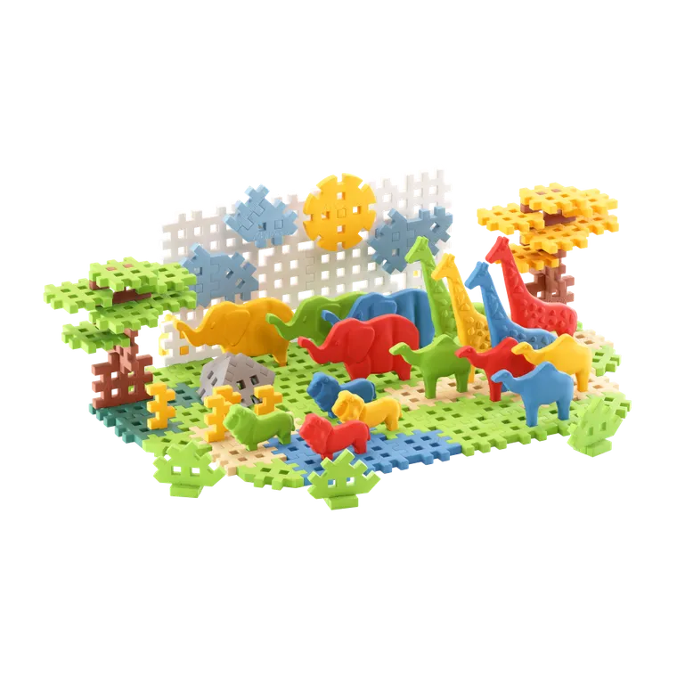 Marioinex, Mini Waffle, Animals Safari, klocki konstrukcyjne, 100 elementów