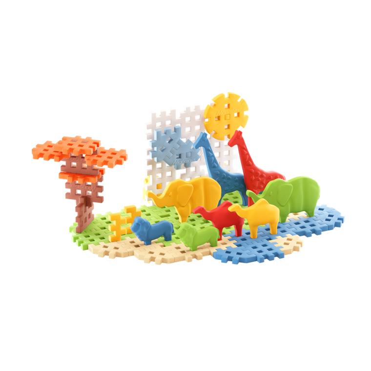 Marioinex, Mini Waffle, Animals Safari, klocki konstrukcyjne, 50 elementów