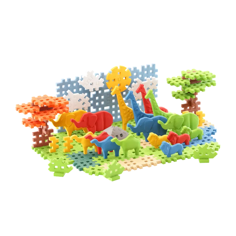 Marioinex, Mini Waffle, Animals Sawanna, klocki konstrukcyjne, 100 elementów