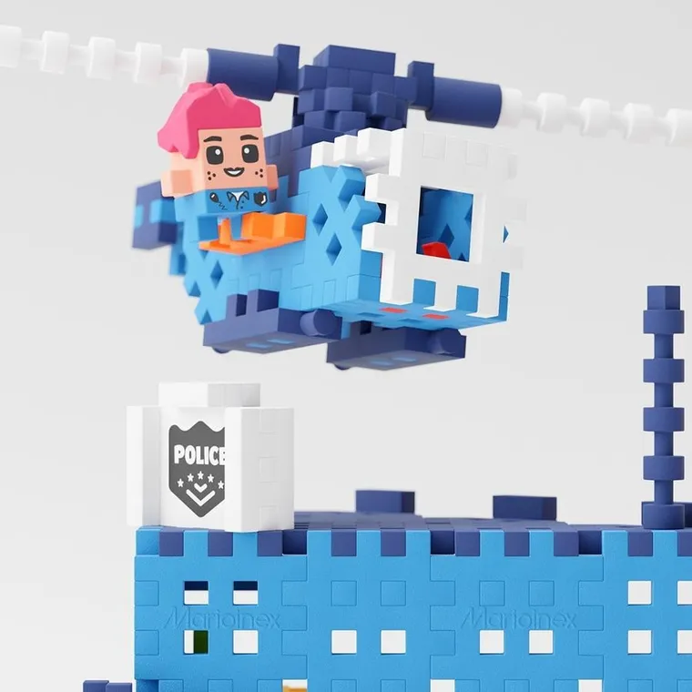 Marioinex, Mini Waffle, City, Posterunek Policji, klocki konstrukcyjne, 280 elementów