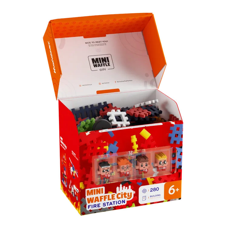 Marioinex, Mini Waffle, City, Remiza Strażacka, klocki konstrukcyjne, 280 elementów
