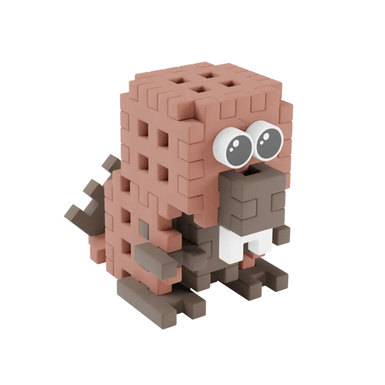 Marioinex, Mini Waffle, Pocket Pets, Bóbr, klocki konstrukcyjne, 25 elementów