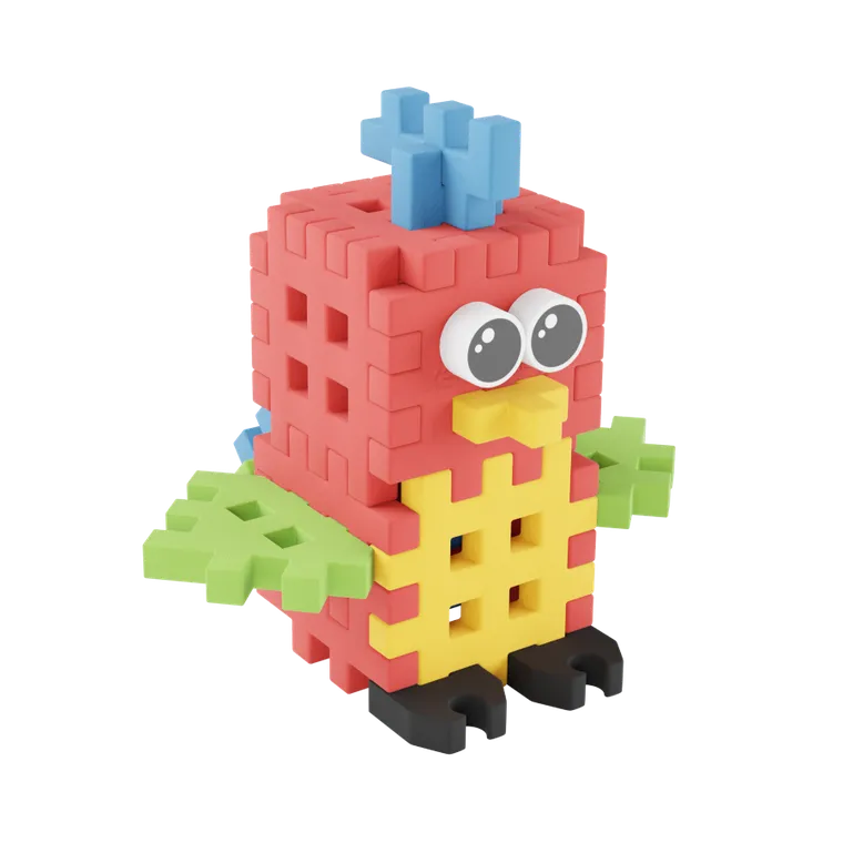 Marioinex, Mini Waffle, Pocket Pets, Papuga, klocki konstrukcyjne, 25 elementów