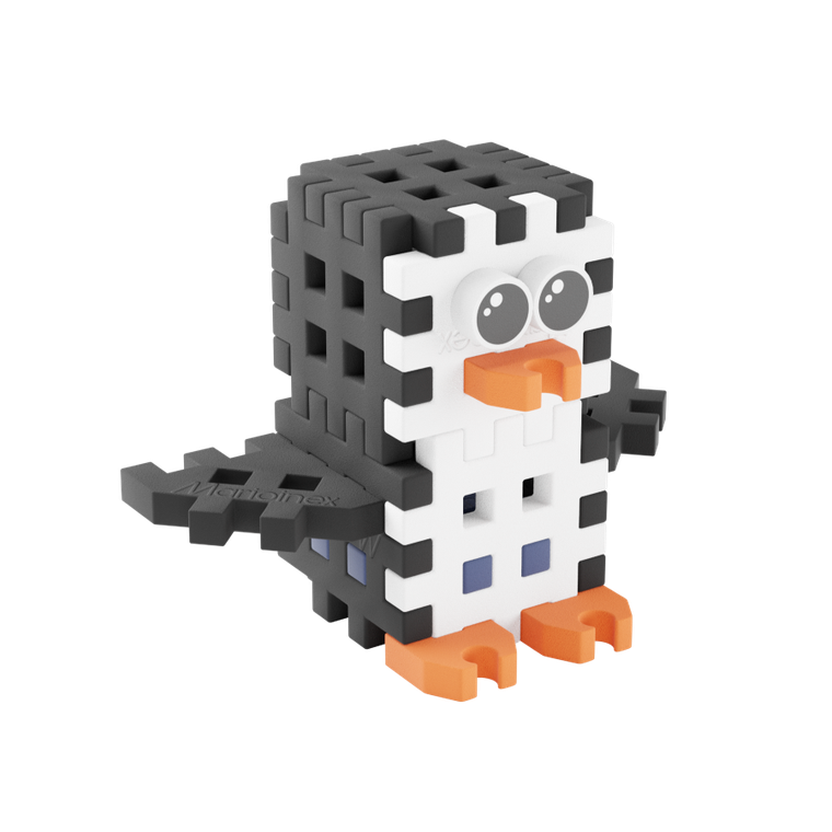 Marioinex, Mini Waffle, Pocket Pets, Pingwin, klocki konstrukcyjne, 17 elementów