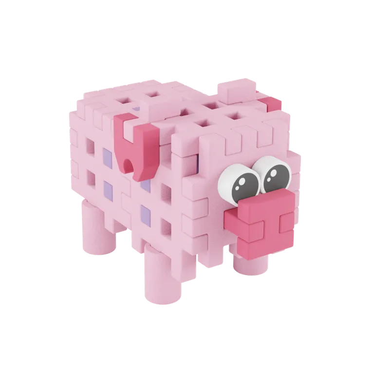 Marioinex, Mini Waffle, Pocket Pets, Świnka, klocki konstrukcyjne, 25 elementów