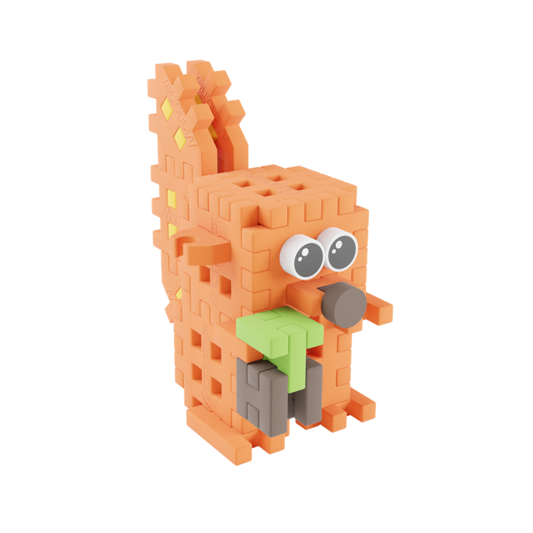 Marioinex, Mini Waffle, Pocket Pets, Wiewiórka, klocki konstrukcyjne, 34 elementy