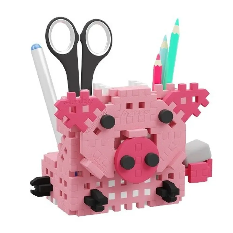 Marioinex, Mini Waffle, Przybornik świnka, klocki konstrukcyjne, 70 elementów