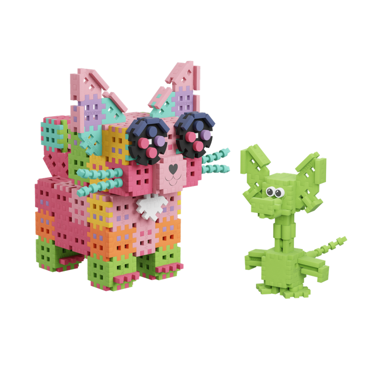 Marioinex, Mini Waffle, Smok Diplodok i Kotek, klocki konstrukcyjne, 280 elementów