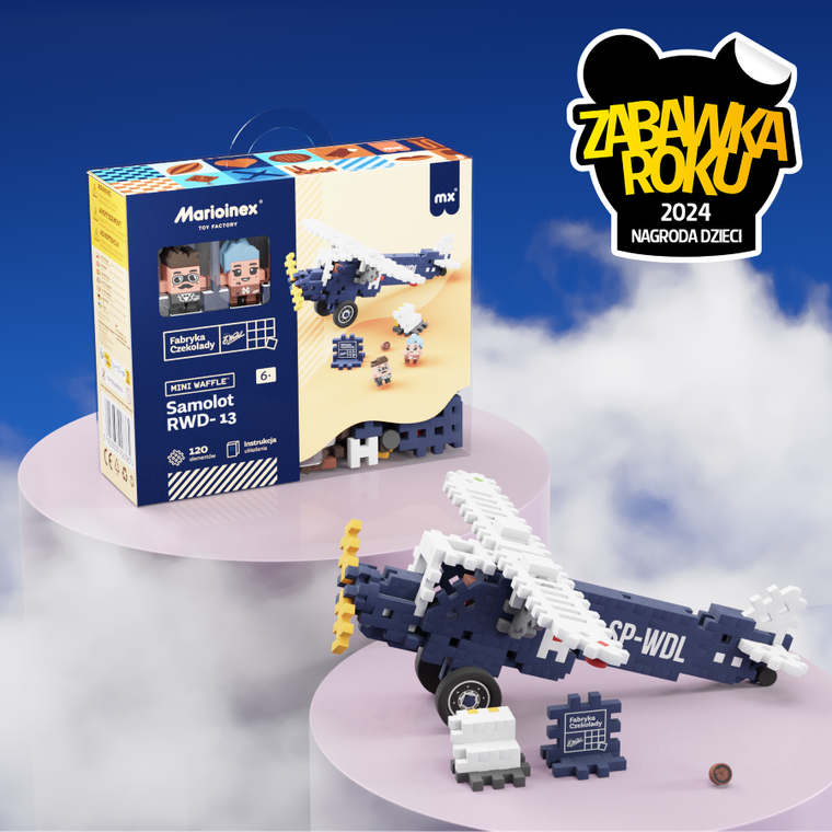 Marioinex, Mini Waffle, Wedel, Samolot RWD-13, klocki konstrukcyjne, 120 elementów