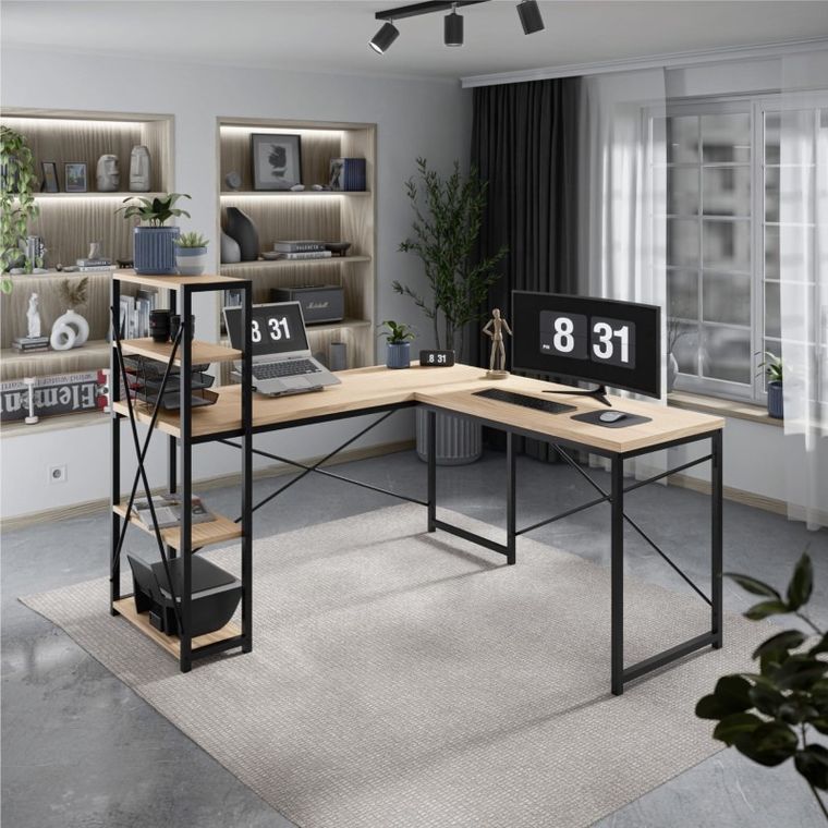 Mark Adler, Leader 5.9, biurko narożne z półkami, Oak, 145 cm