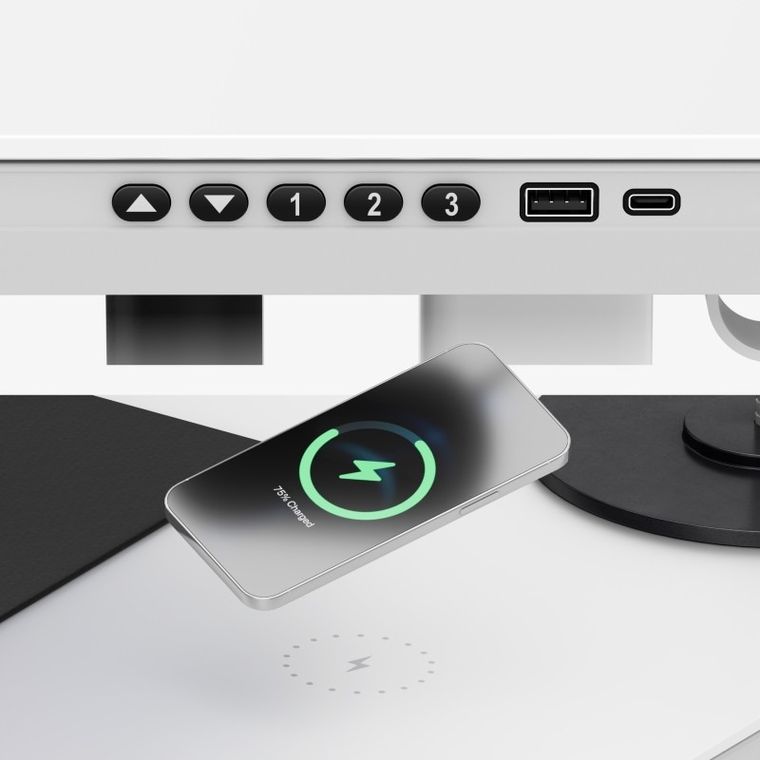 Mark Adler, Leader 8.5 White, biurko elektryczne, ze szklanym blatem, 120 cm