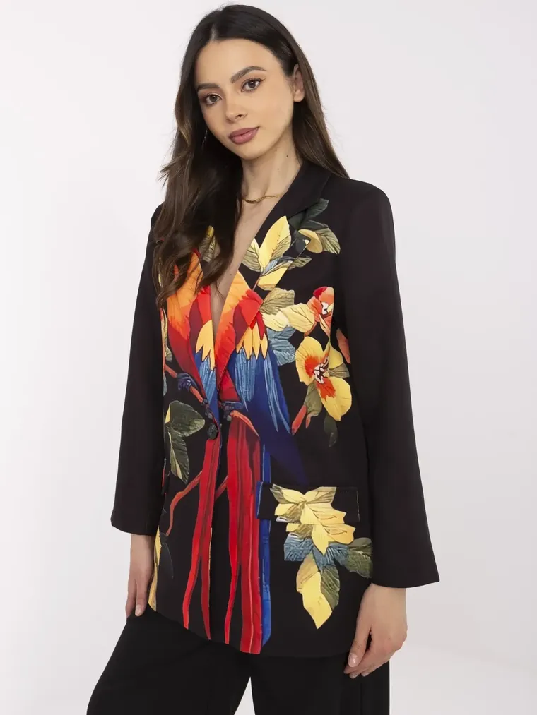 Marynarka damska, czarna, Italy Moda