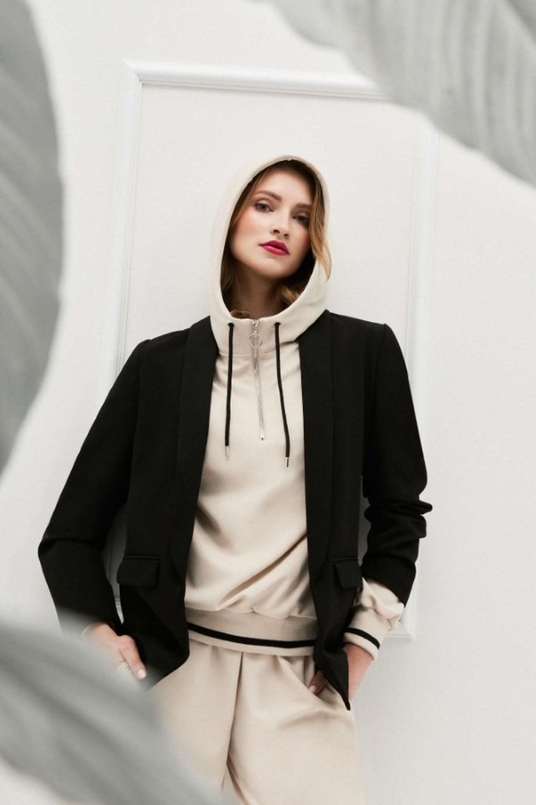 Marynarka damska, czarna, Moodo